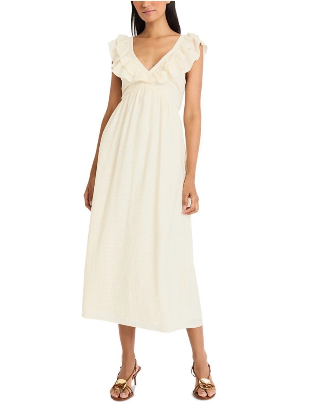 Whimsy ruffled dress in ivory. Size small.